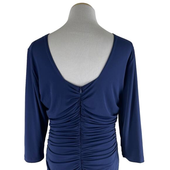 Kiyonna Square Neck Ruched Cocktail Dress Blue Plus Size Size 1/ 1X - Picture 6 of 8
